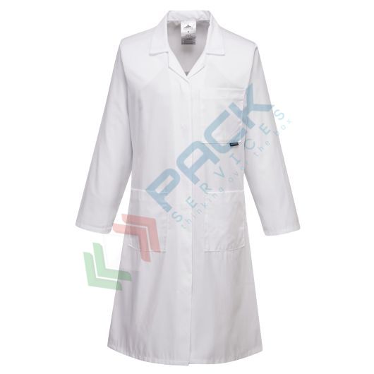 [LW63WHRL] Camice da lavoro, modello standard, per laboratorio, da donna, 3 tasche, 65% poliestere + 35% cotone, 210 gr, chiusura bottoni, colore bianco