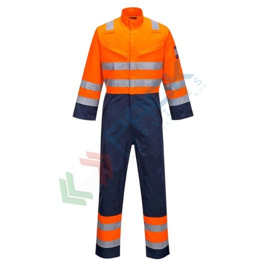[MV29ONRS] Tuta alta visibilità multinorma in Modaflame Work HV0 (61% modacrilico + 18% viscosa + 15% poliestere + 5% aramide + 1% fibra di carbonio) 280 gr, certificata EN ISO 11612 + EN ISO 11611 + EN 1149 -5 + IEC 61482 + EN 13034 + RIS 3279 TOM + EN ISO 20471 Cl