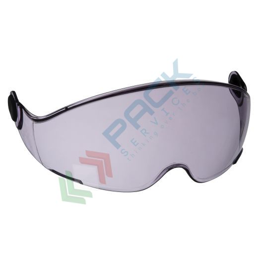 Visiera in policarbonato per caschetti da lavoro serie Height Endurance, lenti curve in un solo pezzo con ponte per il naso, rivestimento antigraffio e trattamento anti appannante, lenti fumè