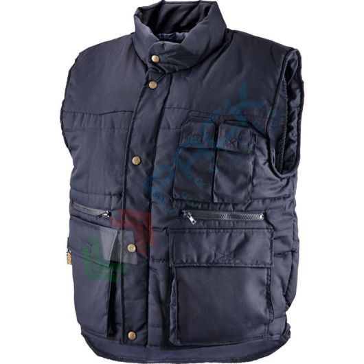 Gilet da lavoro imbottito con collo antivento, 65% poliestere - 35% cotone