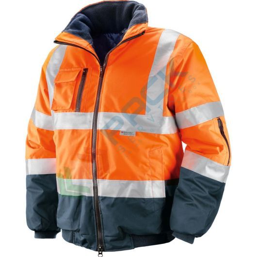 Giubbino alta visibilità invernale in poliestere/poliuretano, con bande 3M rinfrangenti