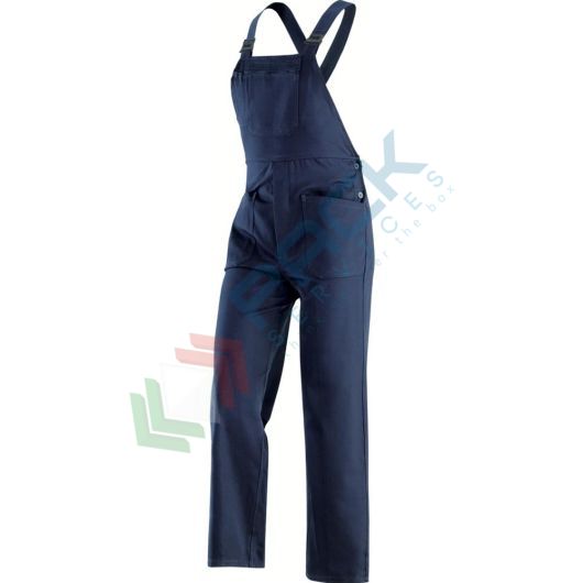 [UB-435240/50] Pantaloni da lavoro con pettorina 100% in cotone sanforizzato, 270 gr/m2