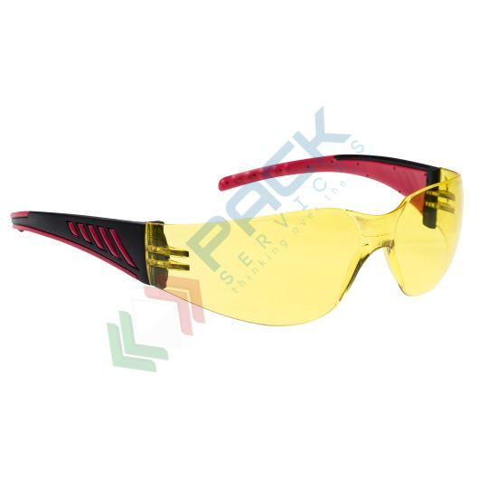 [PR32AMR] Occhiali protettivi da lavoro monolente, rivestimento antigraffio e anti appannamento, in policarbonato, 32 SBP 1 FT, modello Pro avvolgente, lente ambra