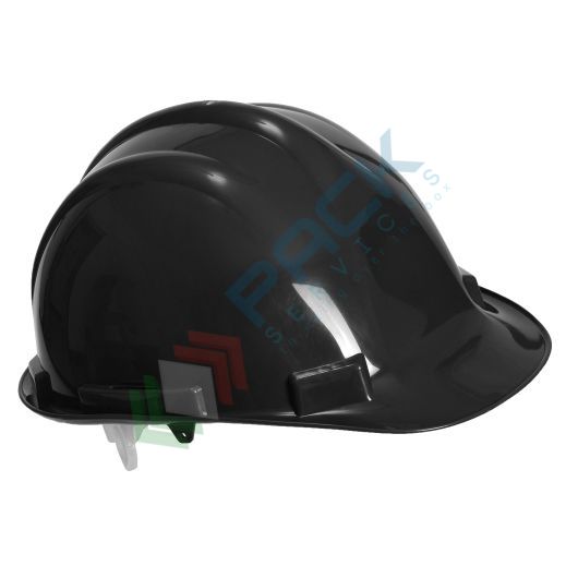 [PW50BKR] Casco da lavoro con calotta in polipropilene + polietilene non ventilata, imbracatura di sospensione a 4 punti, modello Expertbase, certificato EN 397 + EN 50365, taglia regolabile 55-62 cm, colore nero