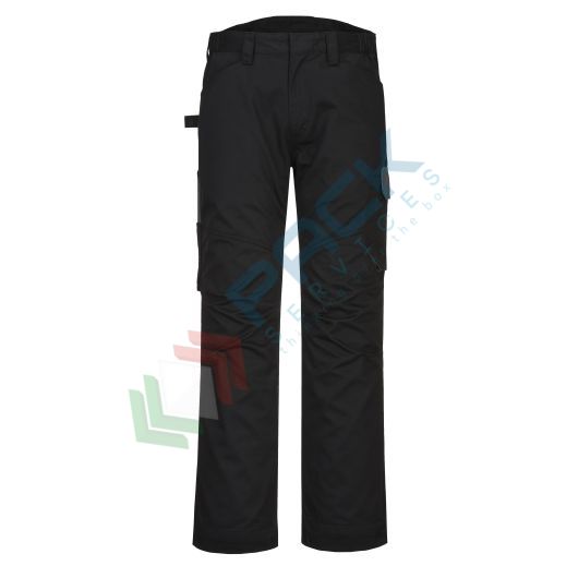 Pantalone da lavoro tessuto Kingsmill 65% Poliestere + 35% Cotone, 245 gr, con finiture antigraffio e metal-free, resistente, modello PW2 Service, colore nero/grigio