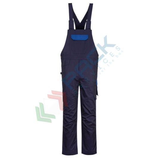 [PW243NRRS] Salopette da lavoro elegante e resistente, in tessuto Kingsmill 65% poliestere + 35% cotone, 245 gr, modello PW2, massimo comfort e prestazioni di lunga durata, colore blu navy/blu royal