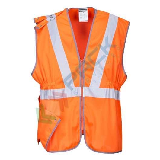 [RT20ORR4XL] Gilet alta visibilità lungo 100% poliestere ordito a maglia, 160 gr, anti-impigliamento, funzione 4 Point break away sulle spalle e sulle cuciture laterali, omologato EN ISO 20471 Classe 2, colore arancione, taglia 4XL