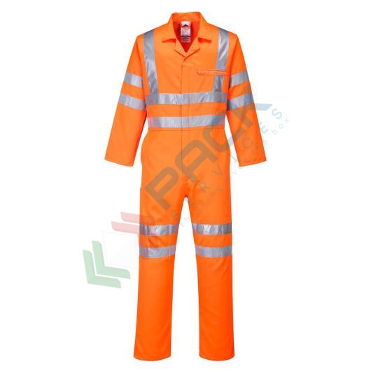 [RT42ORR4XL] Tuta alta visibilità in Kingsmill Polycotton (80% poliestere + 20% Cotone) 280 gr, 4 tasche ampie, zip doppio verso per un facile accesso, certificata EN ISO 20471 Classe 3 + RIS 3279 TOM, colore arancione, tg. 4XL
