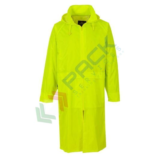 [S438YERS] Cappotto da lavoro antipioggia, 100% poliestere, omologata EN 343, impermeabile con cuciture nastrate, occhielli e retro aerato, colore giallo