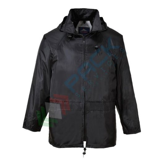 [S440BKR4XL] Giacca da lavoro antipioggia, 100% poliestere, omologata EN 343, impermeabile con cuciture nastrate, occhielli e retro aerato, colore nero