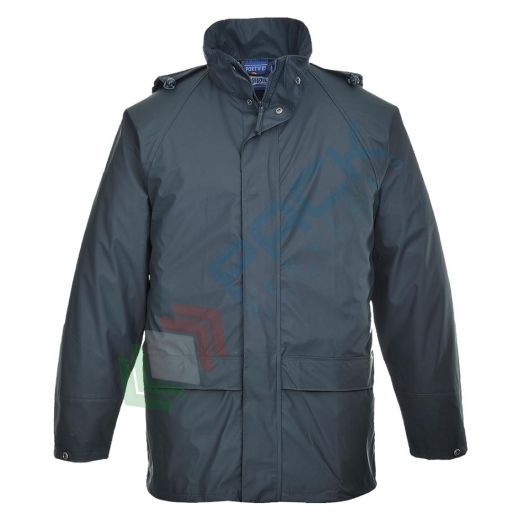 Giacca da lavoro antipioggia, 100% poliestere, modello Sealtex Classic, omologata EN 343, impermeabile con cuciture saldate, occhielli e retro aerato, colore blu navy