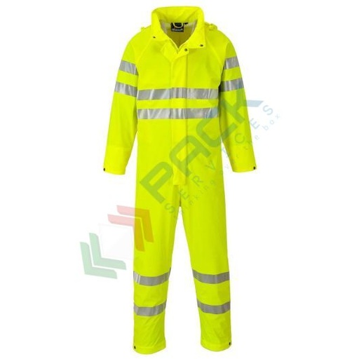 [S495YERM] Tuta alta visibilità impermeabile di qualità premium, in Sealtex Ultra (100% poliestere, maglia tricot, rivestimento in PU) 185 gr, certificata EN ISO 20471 Classe 3 + EN 343, colore giallo, tg. M