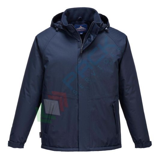 Giacca da lavoro antipioggia, 100% Poliestere Ripstop impermeabile, omologata EN 343, foderato e imbottito, modello Limax, cappuccio a scomparsa, colore blu navy