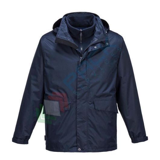 Giacca da lavoro antipioggia, 100% poliestere, modello Argo 3 in 1, omologata EN 343, impermeabile, antivento e traspirante, interno in pile staccabile, colore blu navy