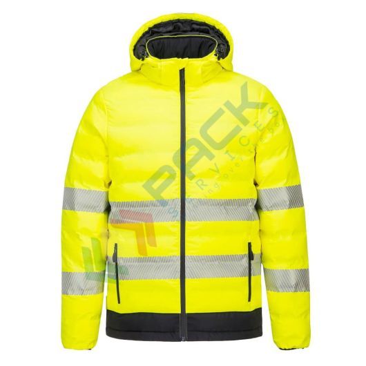 Giacca alta visibilità riscaldata, modello Tunnel Ultrasonic, 100% poliestere, omologata EN ISO 20471, colore giallo