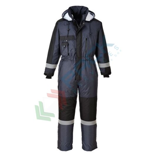 [S585NARXXL] Tuta alta visibilità impermeabile imbottita, 100% poliestere con finitura antimacchia, doppio rivestimento in PU 190 gr, certificata EN 343 + EN 342 + EN 17353 Tipo B2, colore blu navy, tg. XXL