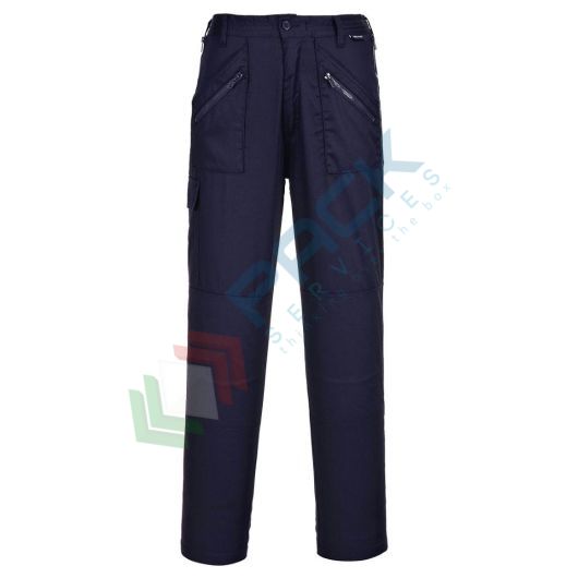 Pantalone da lavoro da donna, tessuto Kingsmill 65% Poliestere + 35% Cotone, 210 gr, modello Action, elastici in vita per il massimo comfort, vestibilità tall, colore blu navy