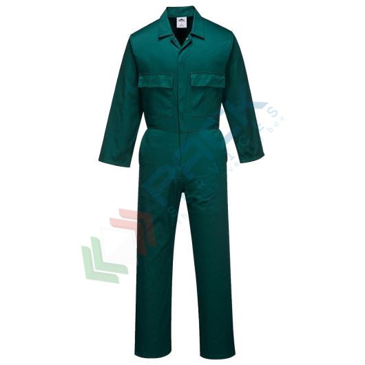 [S999BGRXL] Tuta da lavoro in tessuto Kingsmill 65% poliestere + 35% cotone, 210 gr, modello Euro Work, apertura frontale con bottoni, 6 ampie tasche, vestibilità regular, colore verdone