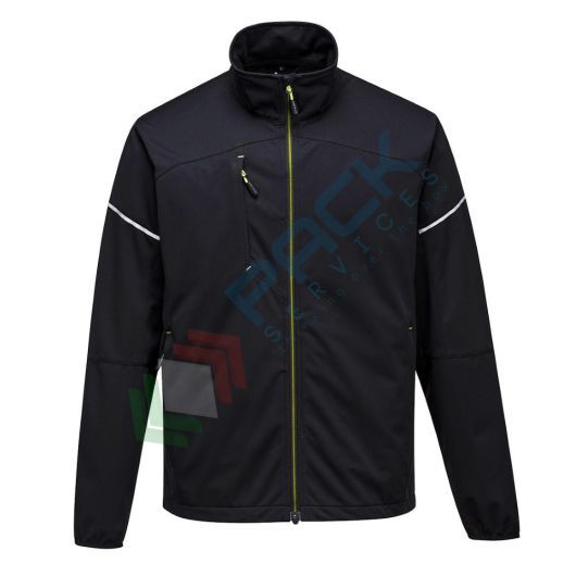 Giacca da lavoro 100% poliestere, design elegante con incredibile comfort, modello Flex Shell PW3, traspirante, antivento e impermeabile, colore nero