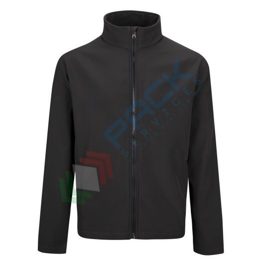 Pile da lavoro da uomo, colletto alto, senza cappuccio, modello sanitario Softshell Print & Promo, 100% poliestere, 280 gr, chiusura con zip, colore nero