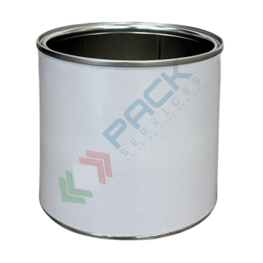 [LB-099092-G] Barattolo in metallo cilindrico Mis. Ø 99 x 92 H mm, capacità nominale 500 ml, capacità totale 615 ml, corpo bianco/int. grezzo, coperchio a pressione (escluso)