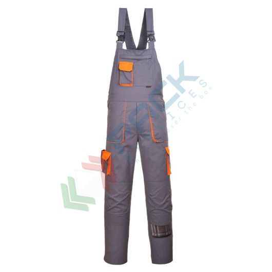 [TX12GRR4XL] Salopette da lavoro bicolore, in tessuto Texo Cotton Rich 60% Cotone + 40% Poliestere, 245 gr, 10 tasche con rinforzo sui punti di maggiore stress, vestibilità regular, colore grigio