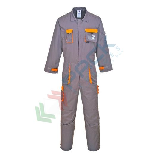 [TX15GRRL] Tuta da lavoro bicolore, in tessuto Texo Cotton Rich 60% Cotone + 40% Poliestere, 245 gr, 14 tasche, elegante offre comfort e protezione totale, colore grigio