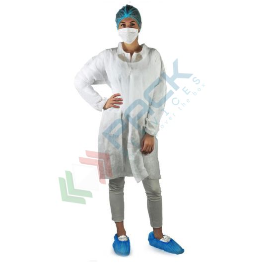 [V-KIT/B] Kit monouso per visitatore, con camice, cuffietta, mascherina, copribarba e copriscarpa, conf. 50 pz