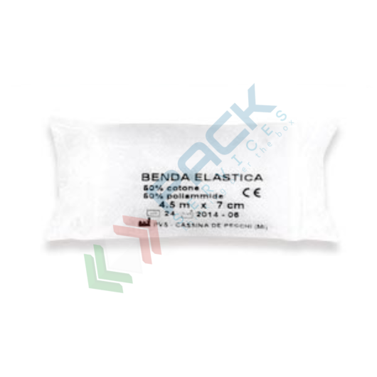 [BEND-F407] Bende elastiche con fermabenda indicate per il fissaggio di medicazioni, Mis. 4,5 m x 7 cm