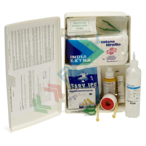 [AP388-B2] Armadietto pronto soccorso in plastica, contenuto base conforme all'allegato 2 del D.lgs. 81/2008-D.M.388/2003, ideale fino a 2 lavoratori (per aziende del gruppo C)