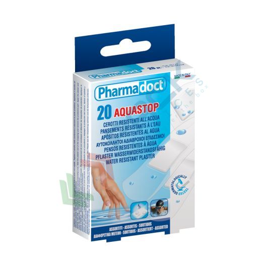 Cerotti resistenti allacqua in poliuretano (PU), astuccio da 20 pz MEDI assortiti (15 pz 7 x 2cm / 5 pz. 3,8 x 3,8 cm)