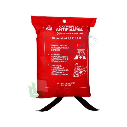 [COP-AF5] Coperta antifiamma in fibra di vetro incombustibile, Mis. 180 x 180 cm, conforme EN 1869