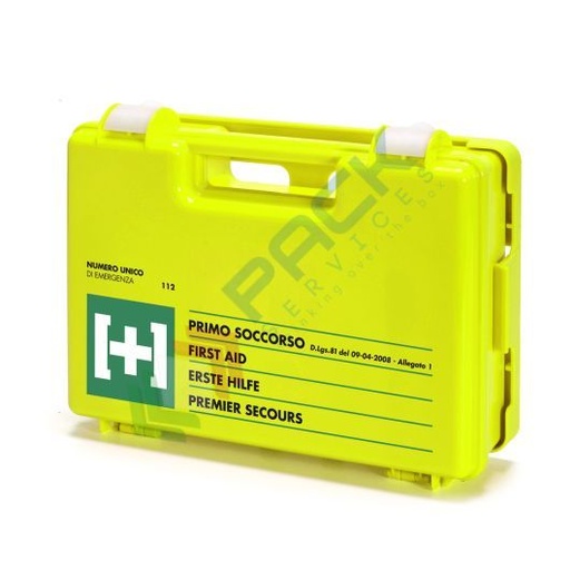 [CPFLUO-B1] Cassetta pronto soccorso in plastica colore FLUO, contenuto base conforme all'allegato 1 del D.lgs. 81/2008-D.M.388/2003, ideale per 3 o più lavoratori (per aziende del gruppo AB)