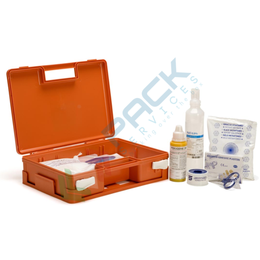 [CPSO252] Cassetta pronto soccorso in plastica, conforme all'allegato 2 integrazione del DPP n. 25/2005 Alto Adige, ideale fino a 2 lavoratori (per aziende del gruppo C)