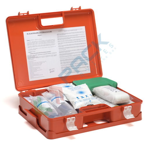 [CPSO253] Cassetta pronto soccorso in plastica, conforme all'allegato 1 integrazione del DPP n. 25/2005 Alto Adige, ideale per 3 o più lavoratori (per aziende del gruppo AB)