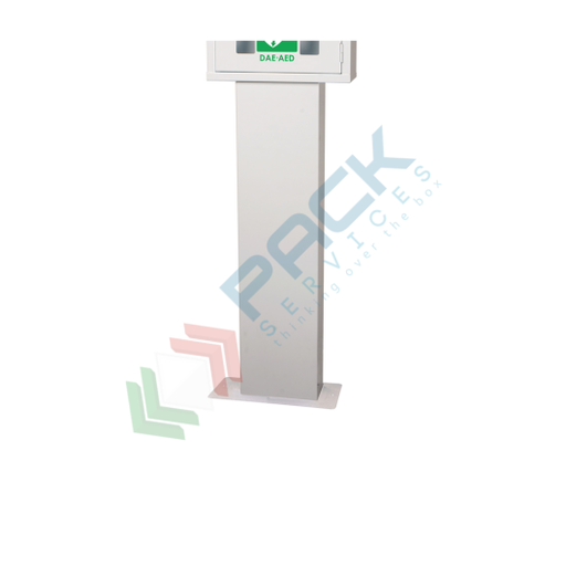 [DAE-PIA] Piantana per teca defibrillatore in lamiera di acciaio al carbonio zincato, Mis. 250 L x 130 P x 1000 H mm, colore bianco
