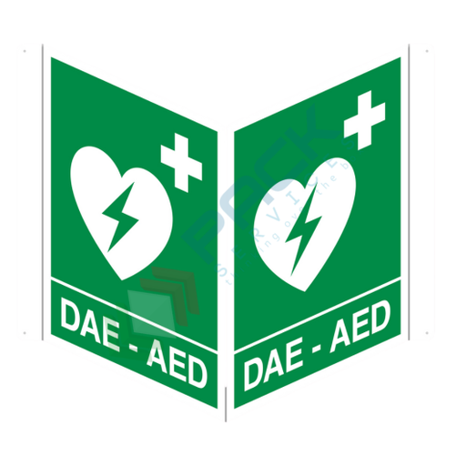 [DAEC-BI] Cartello in alluminio bifacciale DAE per defibrillatore