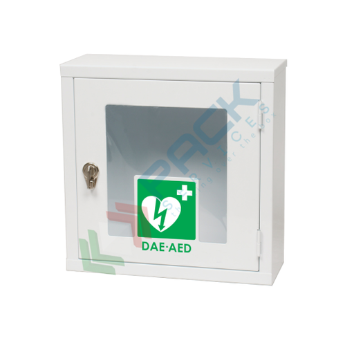 [DAETEC-I1] Teca per defibrillatore ideale per ambienti interni, Mis. 425 L x 180 P x 425 H mm, senza allarme, colore bianco