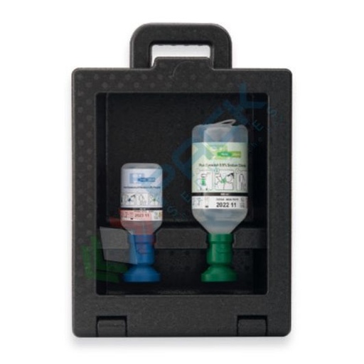[KIT-OC/A2] Armadietto per il lavaggio oculare d'emergenza con 1 flacone di PH neutro da 200 ml e 1 soluzione di lavaggio oculare da 500 ml