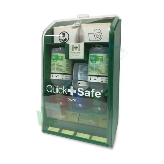 [KIT-OC01] Stazione lavaggio oculare d'emergenza in plastica, con frontale trasparente dotato di tasselli per fissaggio a muro