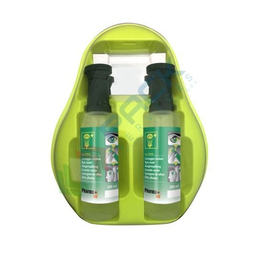 [KIT-OC500] Stazione per il lavaggio oculare demergenza, composto da 2 soluzioni per lavaggio da 500 ml con tappo integrale premontato