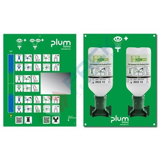 [KIT-OCF500/DUO] Stazione lavaggio oculare d'emergenza con due flaconi da 500 ml