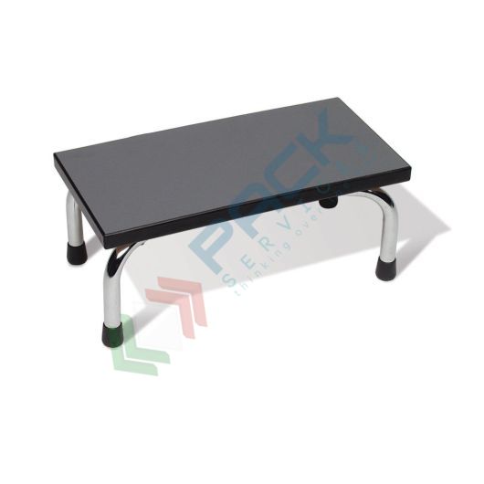 [SCA150] Scaletta con 1 gradino in plastica, telaio in acciaio cromato e piedini in gomma antiscivolo, portata 150 Kg