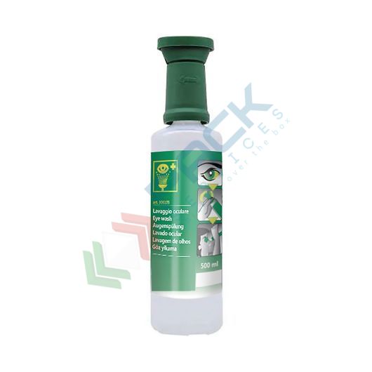 [SOL-S500] Soluzione salina sterile monouso, capacità 500 ml, per il lavaggio oculare d'emergenza