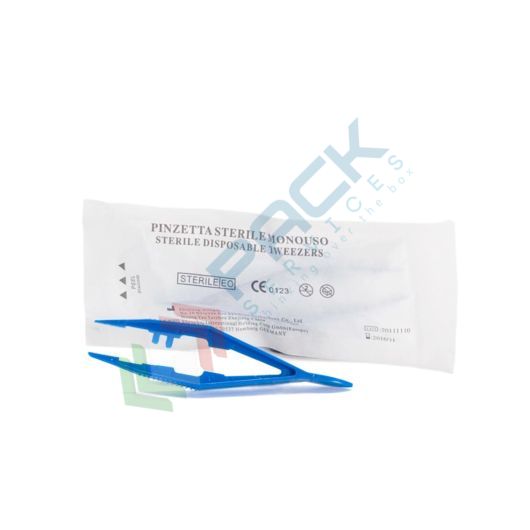 Pinzetta sterile monouso realizzata in polipropilene (PP), lunghezza 11 cm