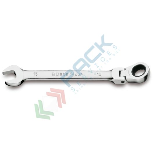 [001420209] Chiavi combinate a forchetta e poligonale diritte a cricchetto snodate cromate ? mm 9x9 - Art. 142SN 9