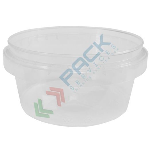Barattolo in plastica (PP), conico, capacità 180 ml, chiusura a pressione con sigillo di garanzia (tappo escluso)