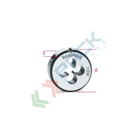 [004400208] Filiere tonde, Whitworth in acciaio al cromo BSW 1/2x12 - Art. 440ASW 1/2