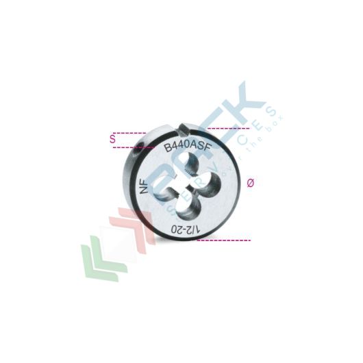 [004400249] Filiere tonde, UNF passo fine in acciaio al cromo UNF 7/8x14 - Art. 440ASF 7/8