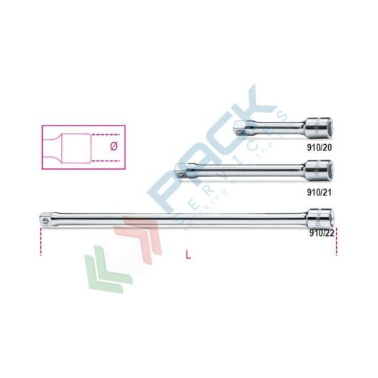 [009100826] Prolunghe con attacchi quadri maschio e femmina 3/8" cromate mm 250 - Art. 910/22